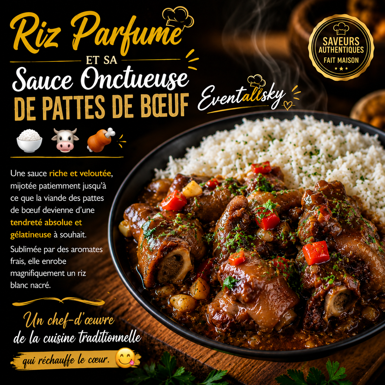 Riz Parfumé et sa Sauce Onctueuse de Pattes de Bœuf 🍚🐂🍖