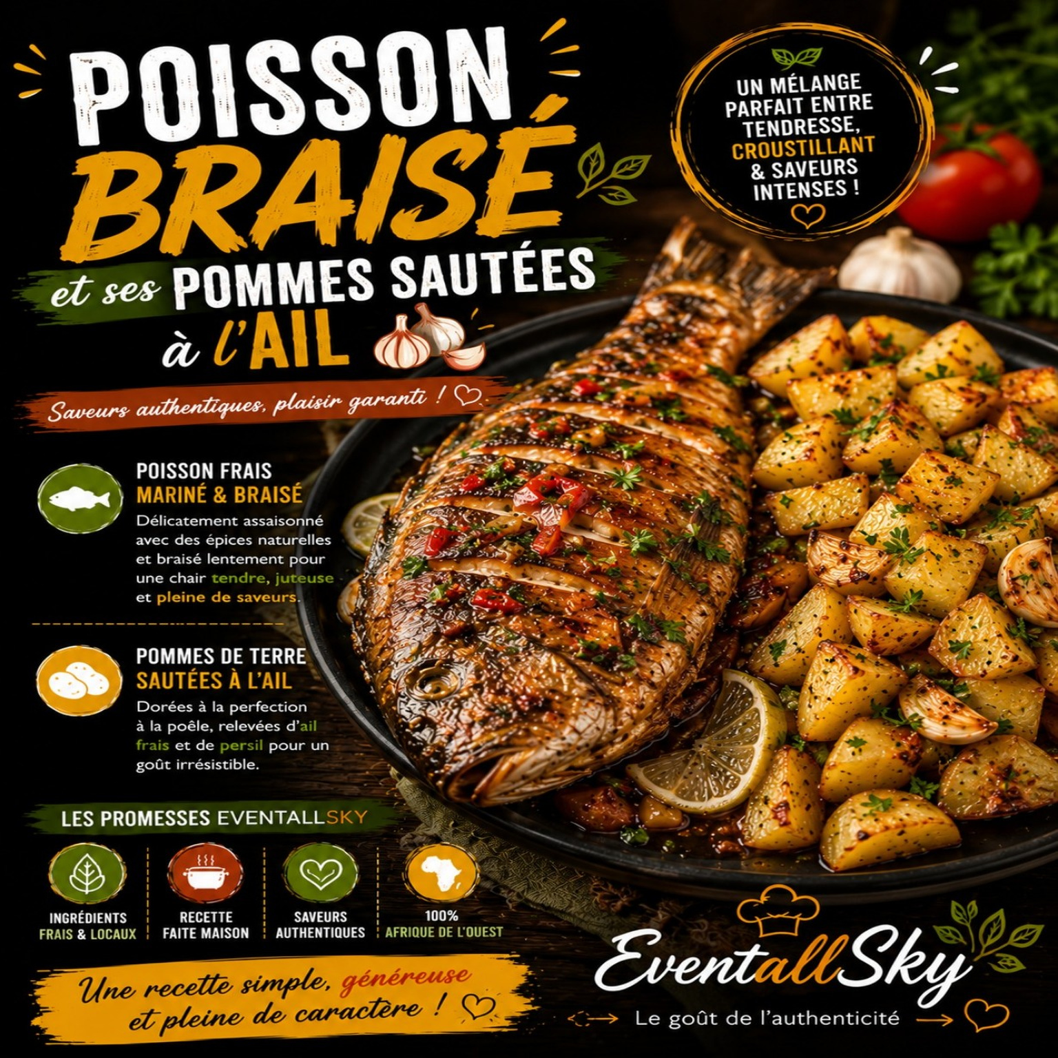 Poisson Braisé et ses Pommes Sautées à l'Ail 🐟🥔🔥🧄🌿