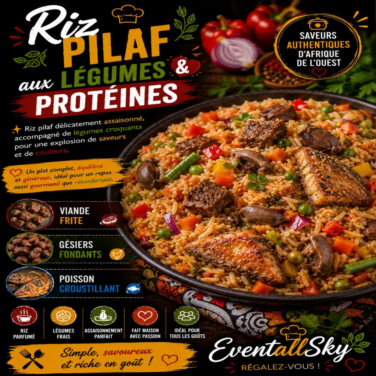 Riz Pilaf aux Légumes & Protéines 🍚🥘🥕🫑🧅