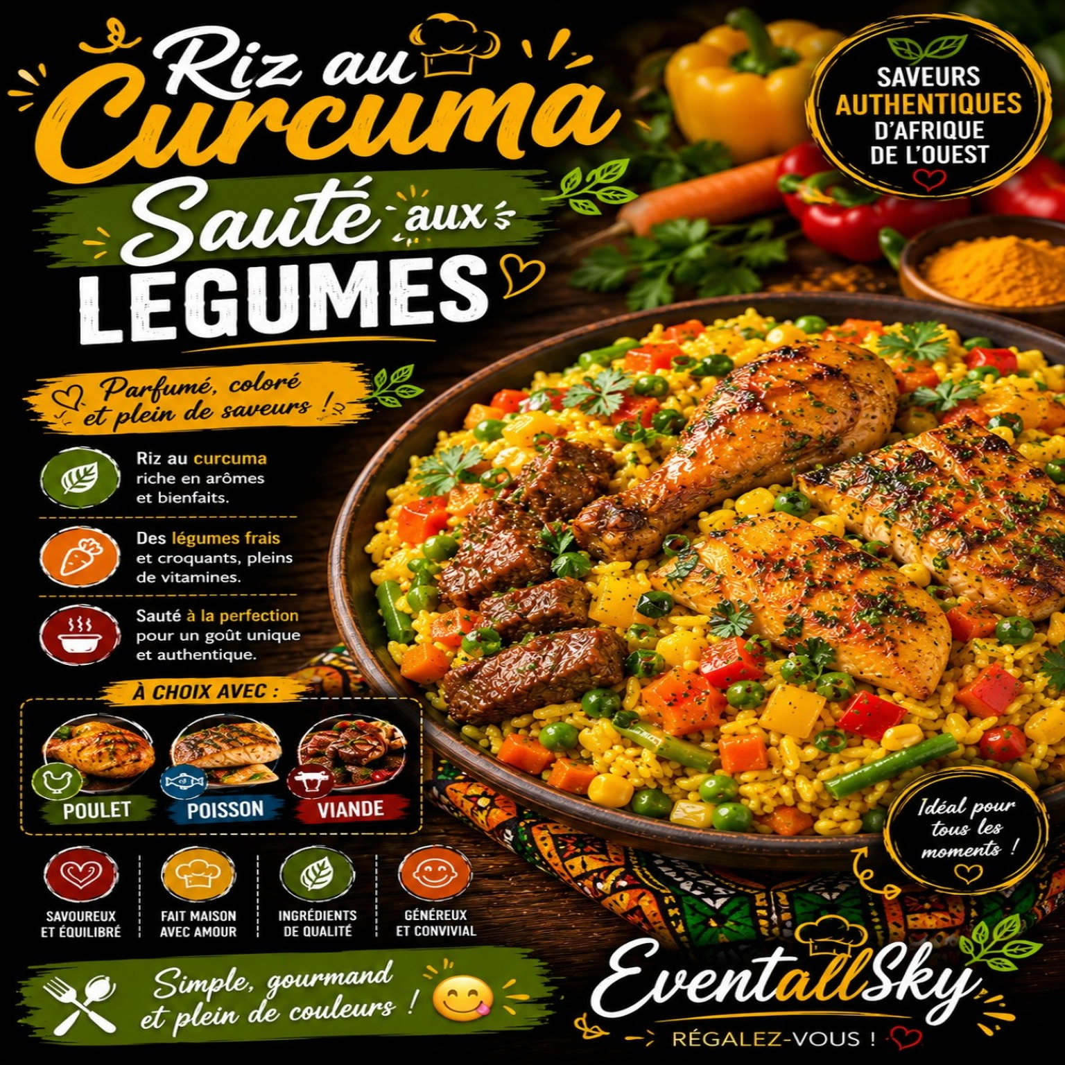 Riz au Curcuma Sauté aux Légumes 🍛 🥕🫑