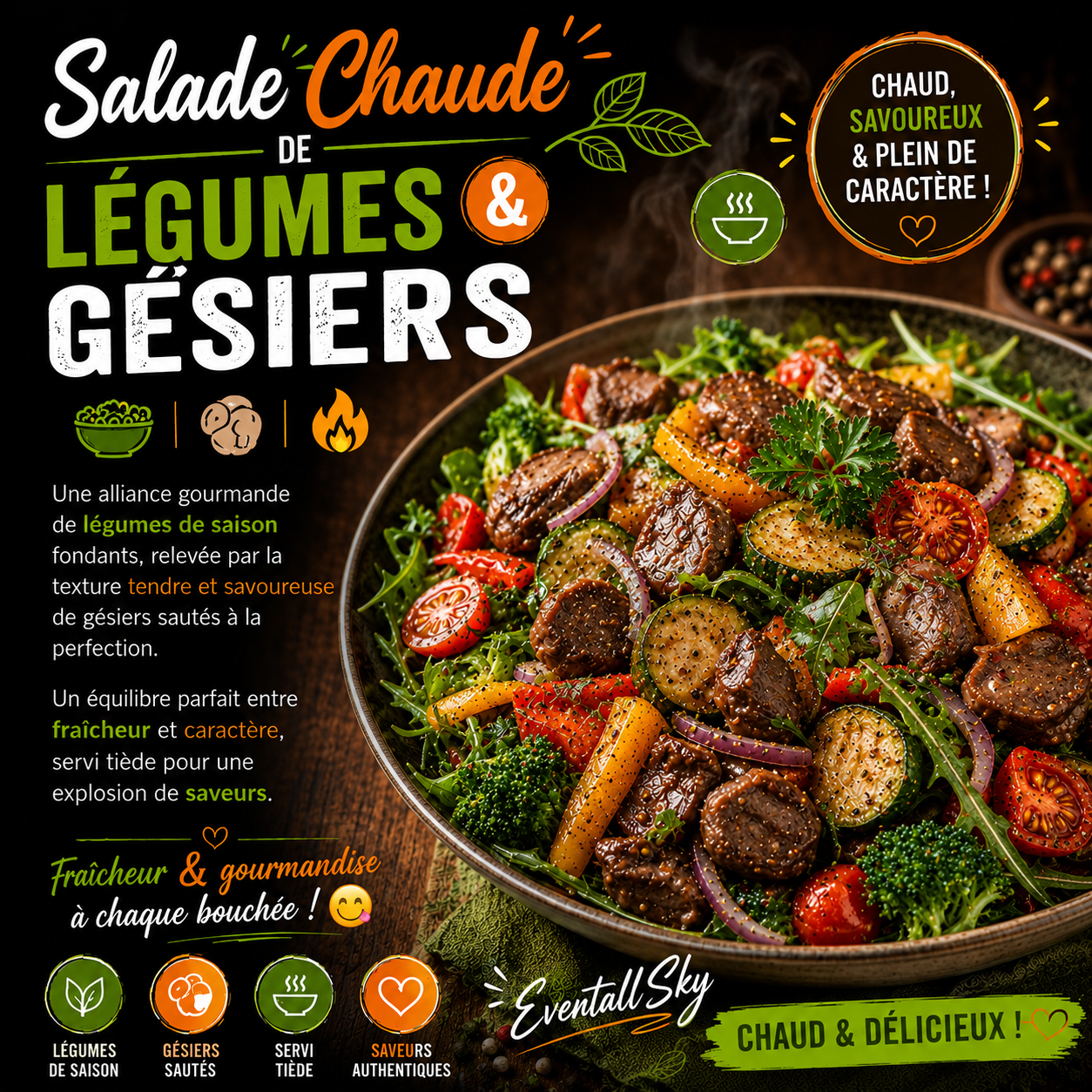 Salade Chaude de Légumes & Gésiers 🥗🍗🔥