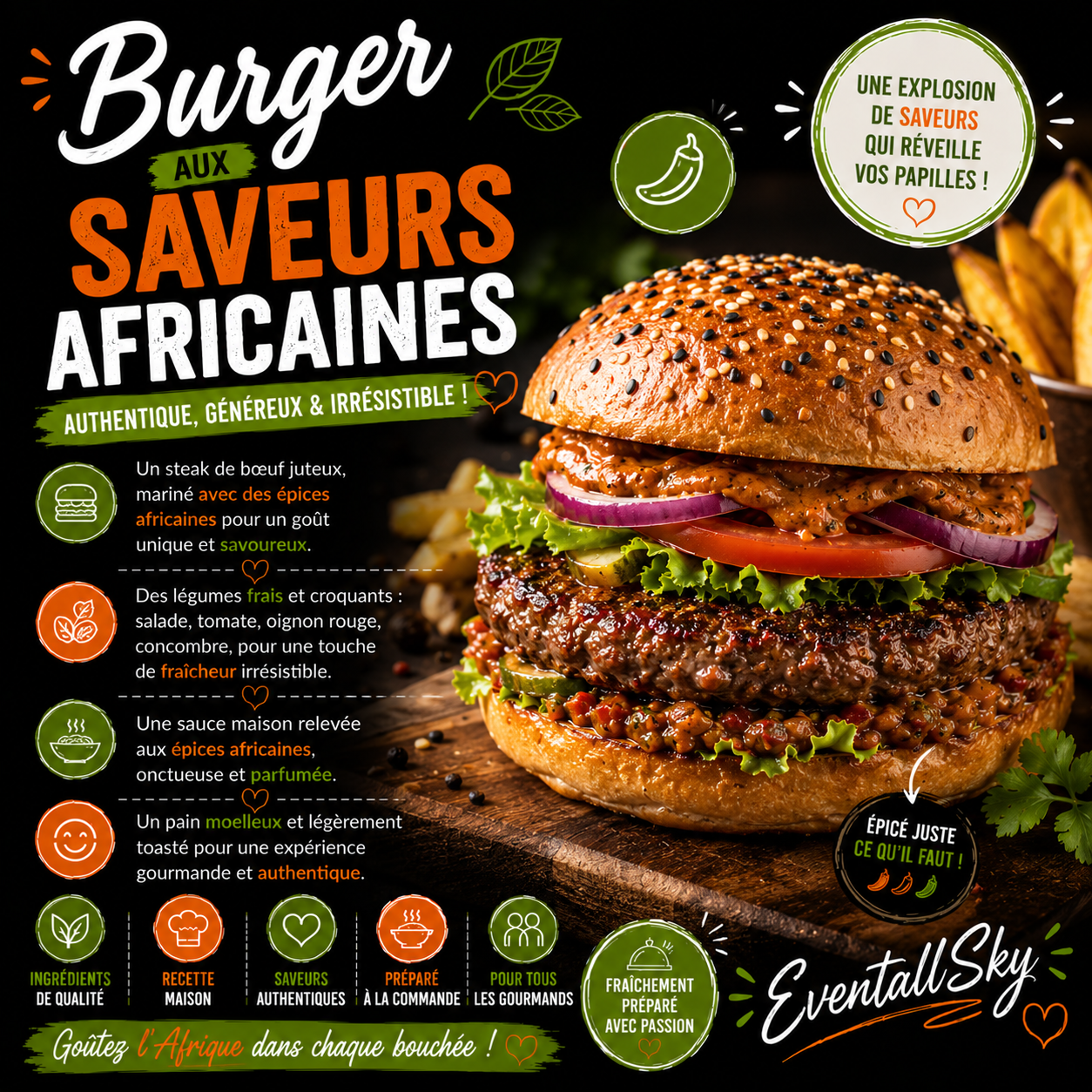 Burger aux Saveurs Africaines 🍔🌶️🥩✨