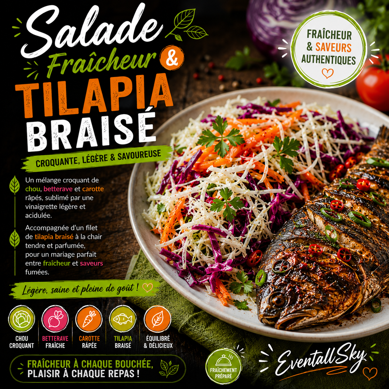 Salade Fraîcheur & Tilapia Braisé 🥗🐟