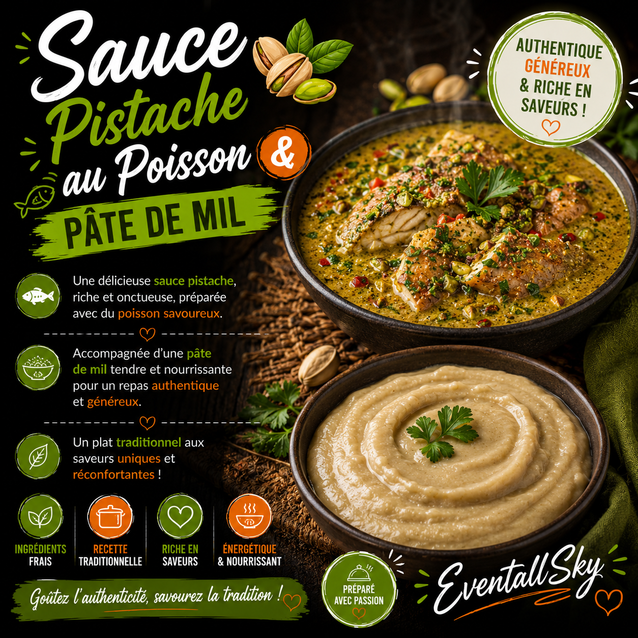 Sauce Pistache au Poisson & Pâte de Mil 🐟 🌰🍲
