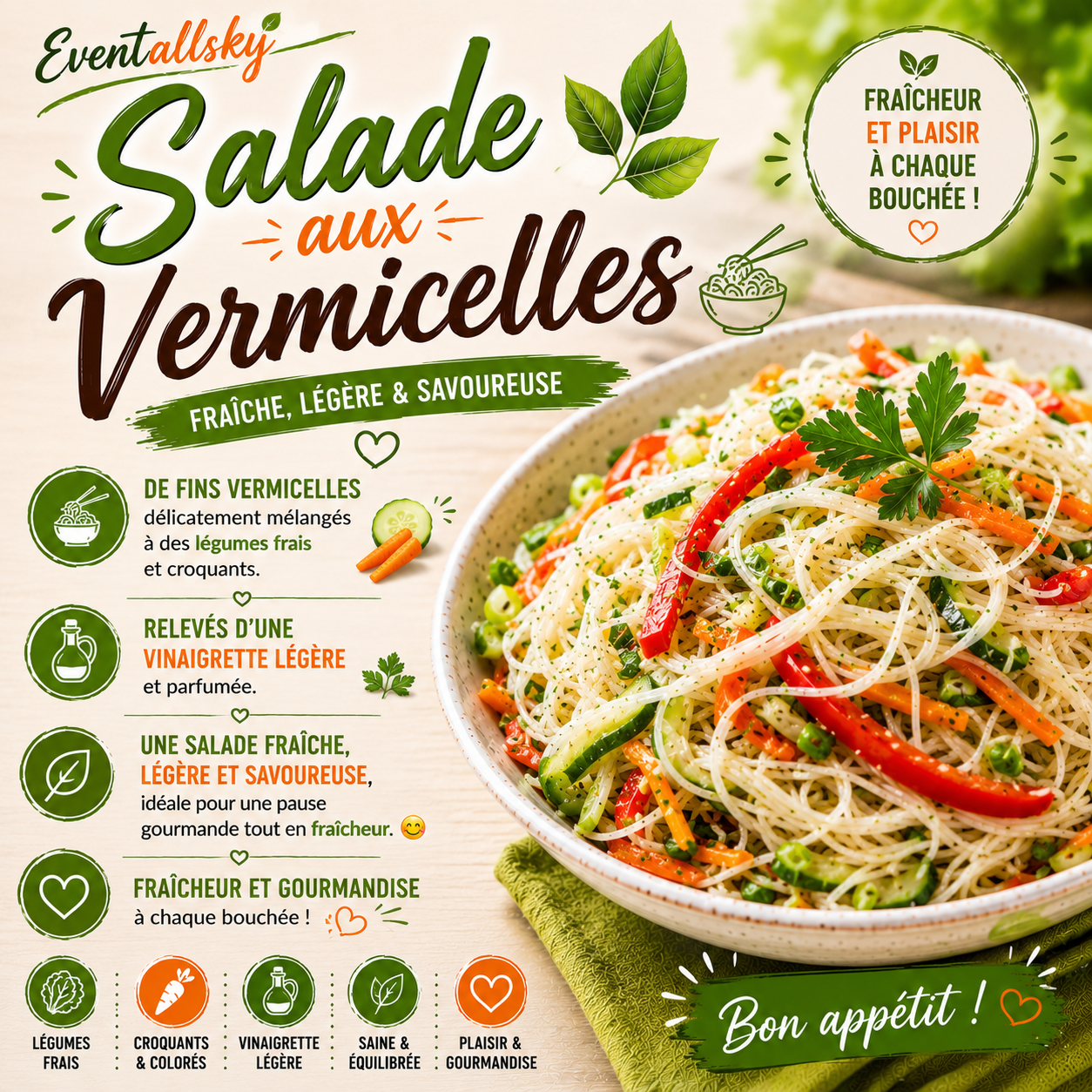 Salade aux Vermicelles 🥗🍜🥒🥕🌿