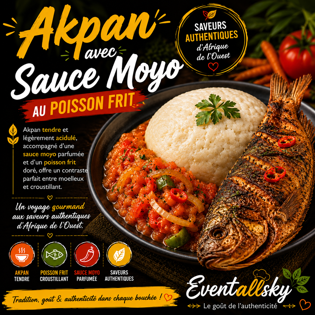 Akpan avec sauce moyo au poisson frit 🥘🐟🔥